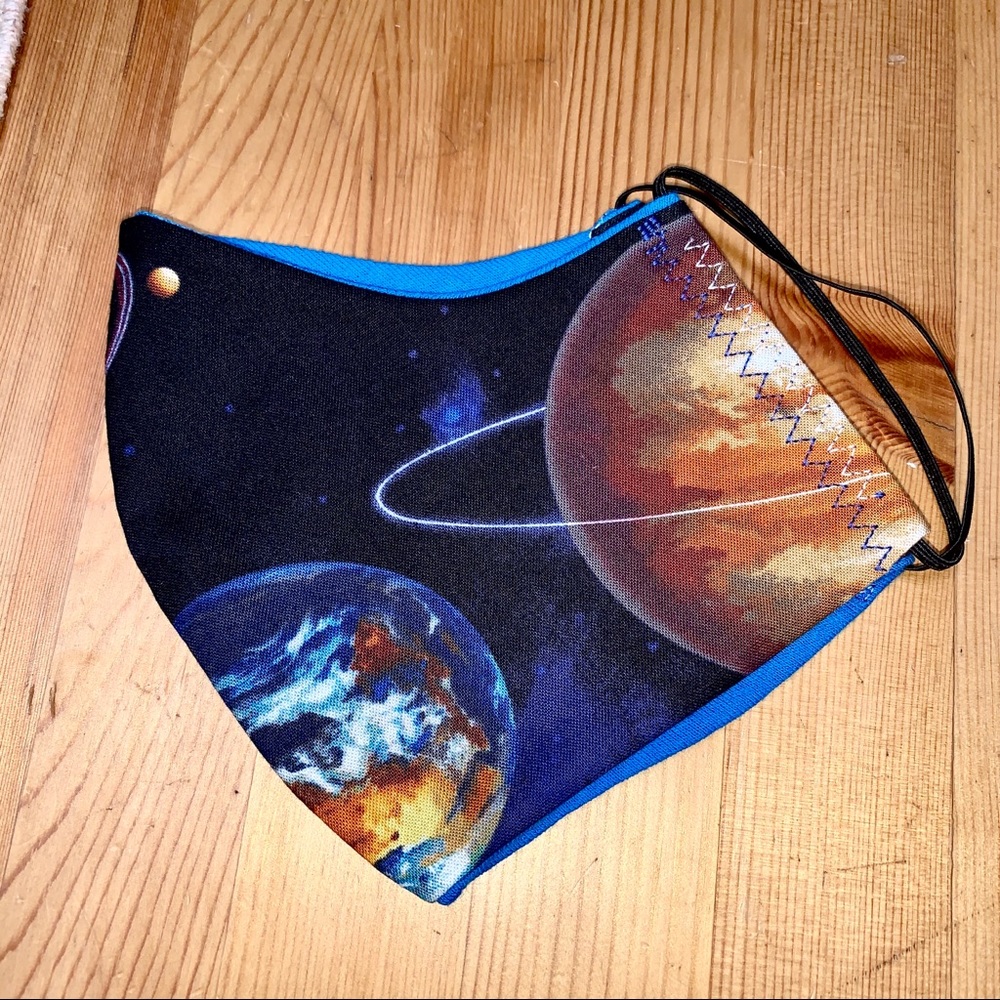 Space universe planets moon Handmade face mask